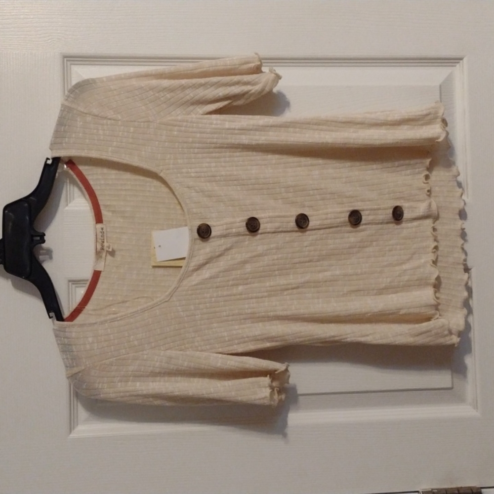 Rewind Women's Top Fake Button Up Summer Top Cream Color Size Large NEW
